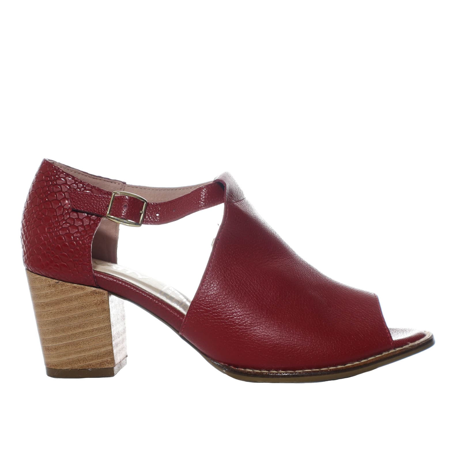 Sandalia tacon rojo cuero para mujer H-DANNA