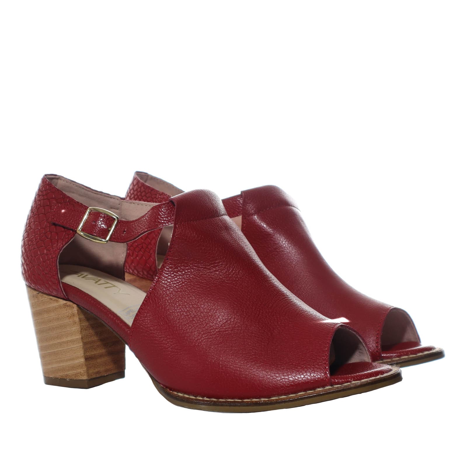 Sandalia tacon rojo cuero para mujer H-DANNA