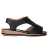 Sandalia plana negro cuero para mujer H-NOHEMY