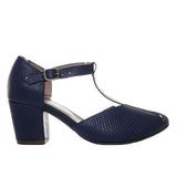 Sandalia tacon azul cuero para mujer H-SABA
