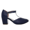 Sandalia tacon azul cuero para mujer H-SABA