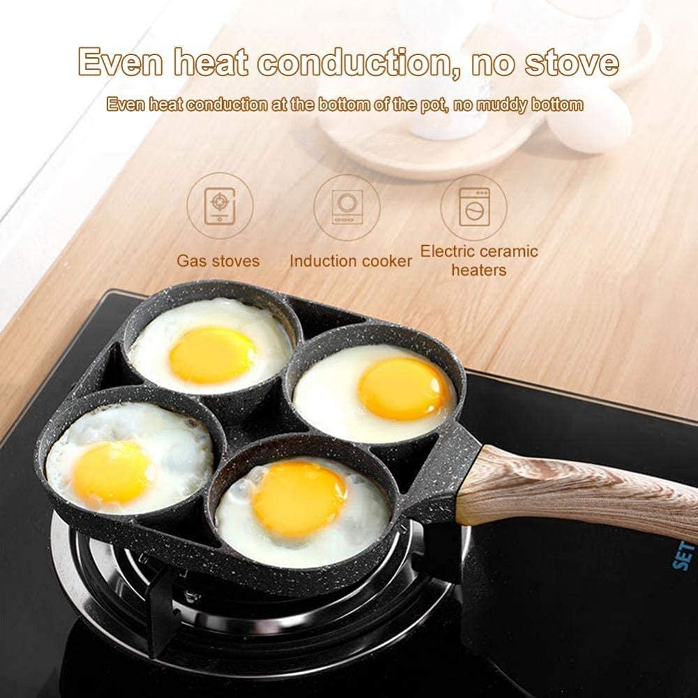 MyLifeUNIT Sartén de aluminio para huevos de 4 tazas, sartén antiadherente  para huevos