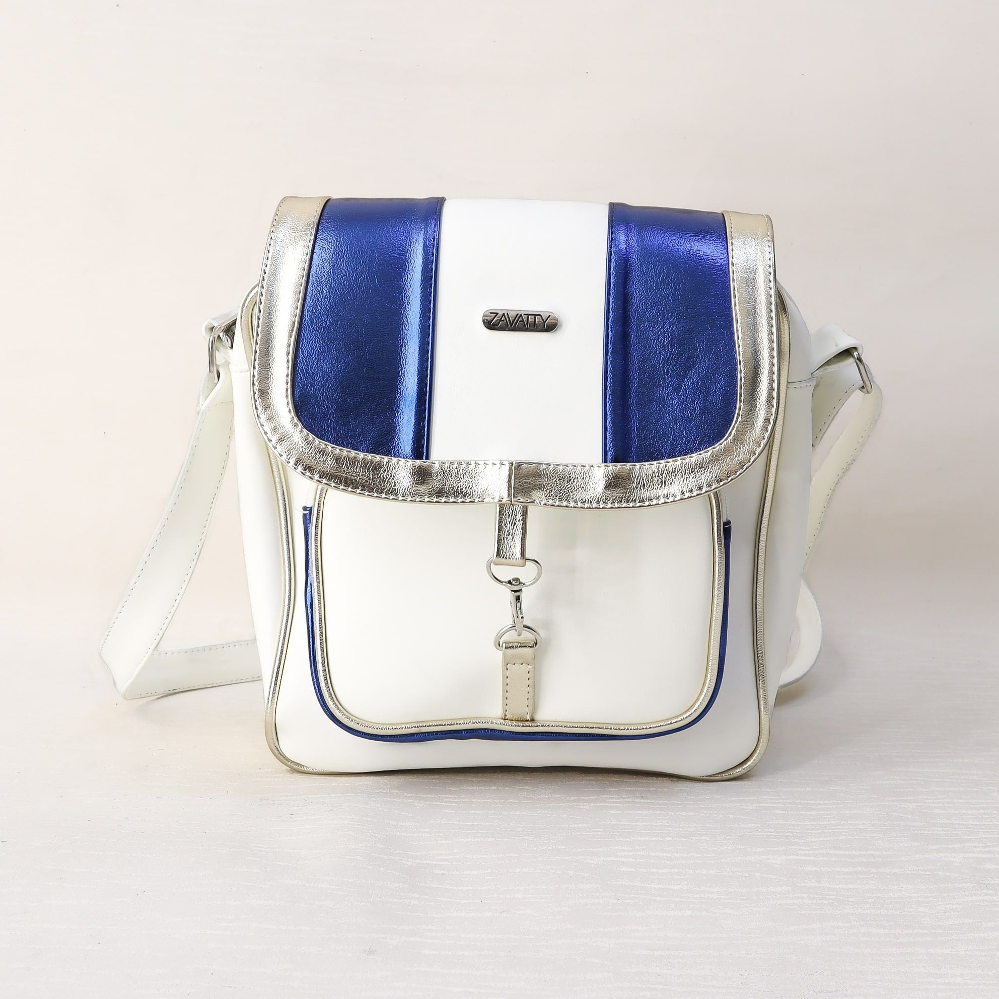 Bolso talco x azul x dorado para mujer BOL041