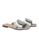 Sandalia plana plata para mujer V591-Z84