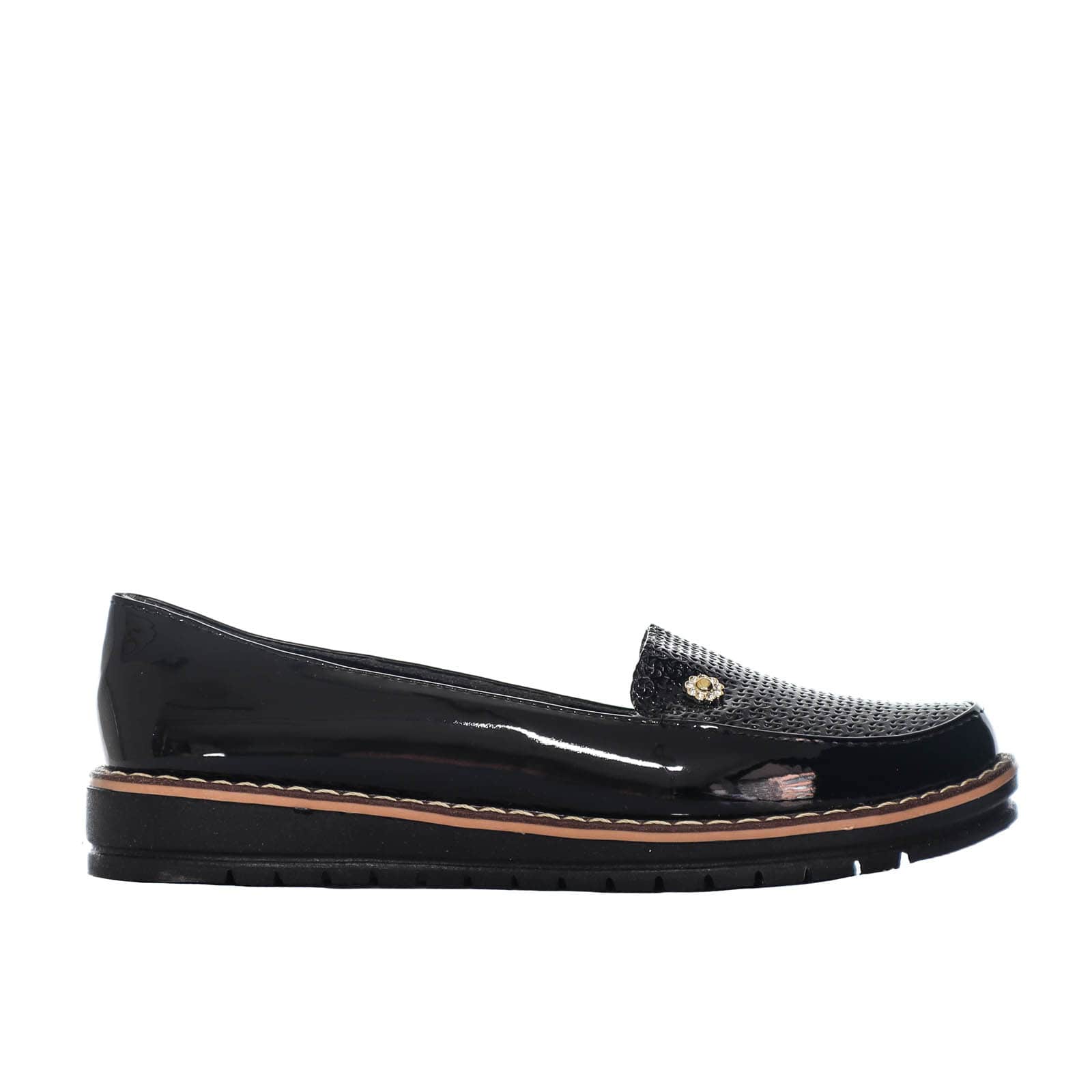 Mocasin negro charol para mujer 729-Z360