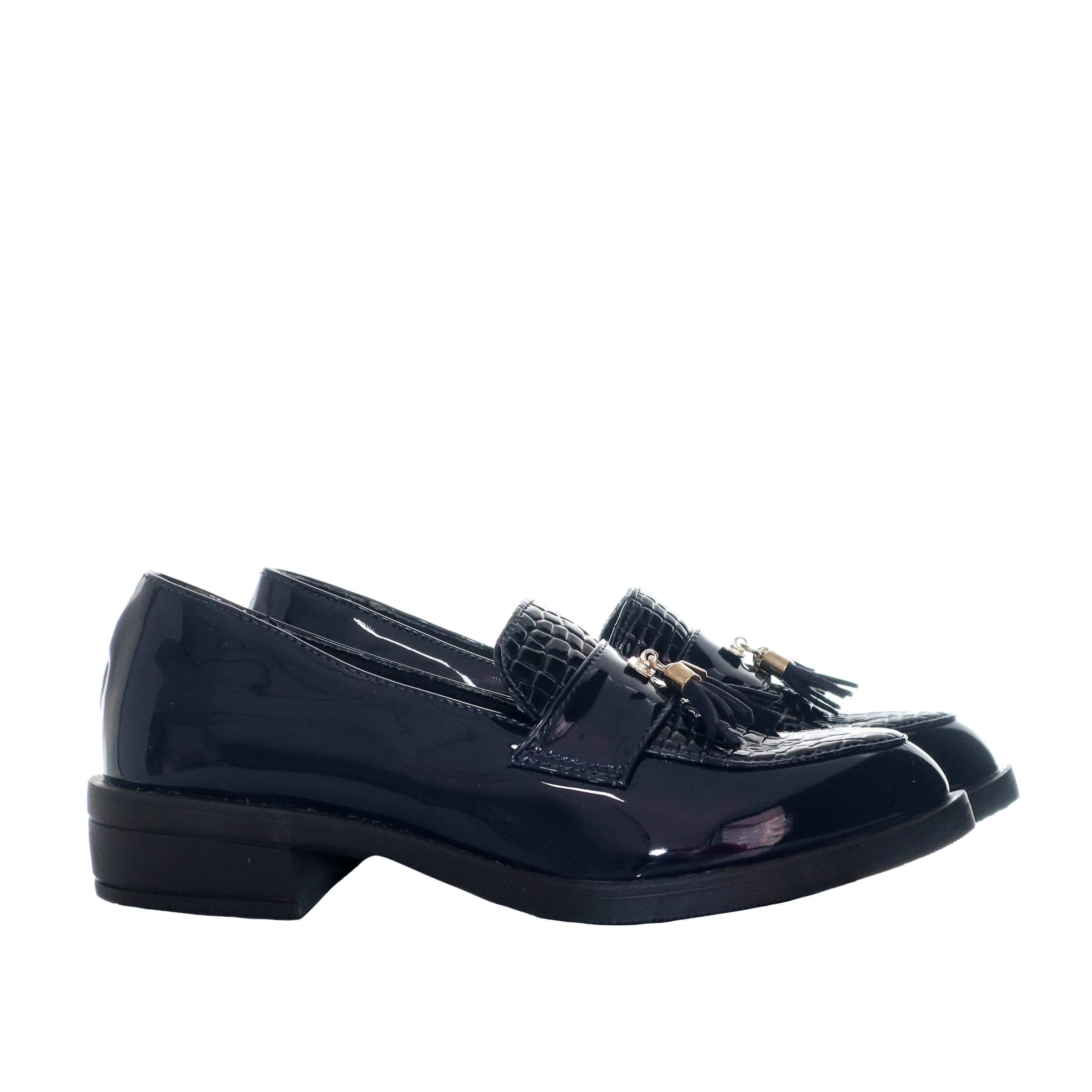 Mocasin azul charol para mujer 1772-Z227