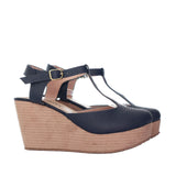 Plataforma tacon azul profundo cuero para mujer MIRELLA-Z11