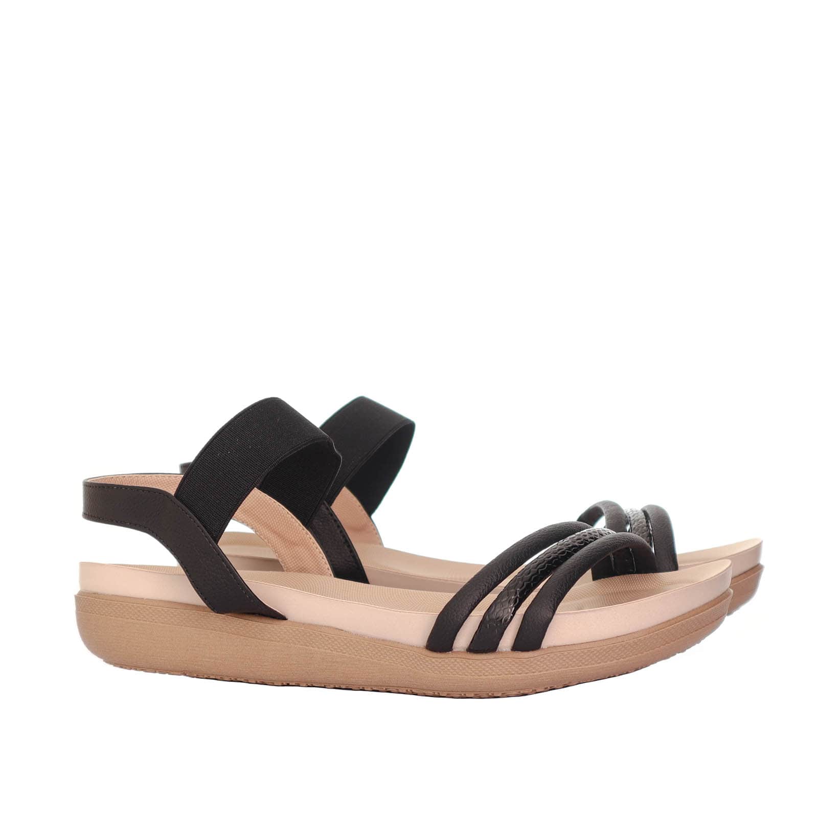 Sandalia plana negro x charol para mujer 955-Z83