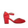 Sandalia tacon rojo cuero para mujer H-SALMA