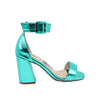 Sandalia tacon verde metalizado para mujer J07-Z471