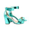 Sandalia tacon verde metalizado para mujer J07-Z471