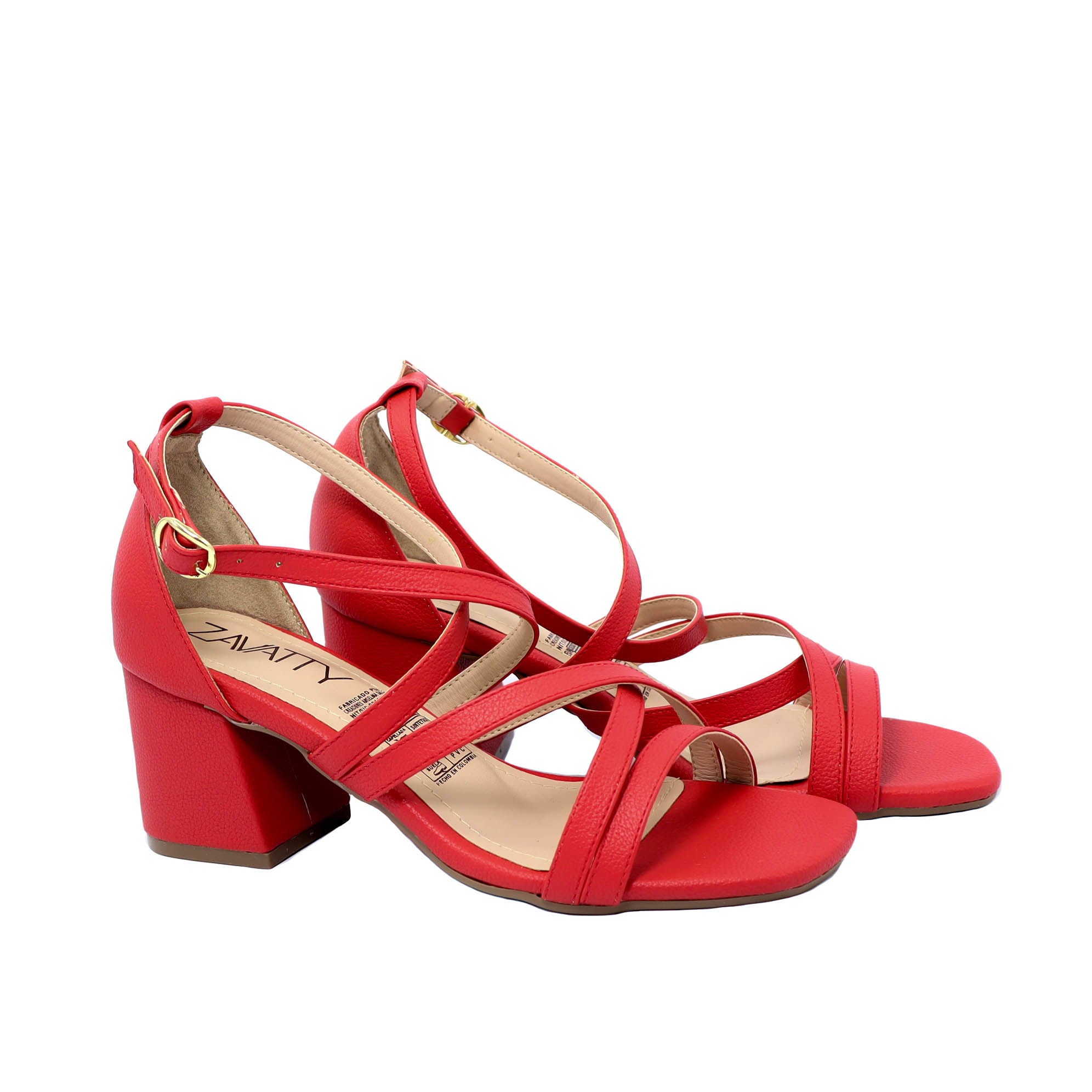 Sandalia tacon rojo para mujerQ30 Z471 ZAVATTY