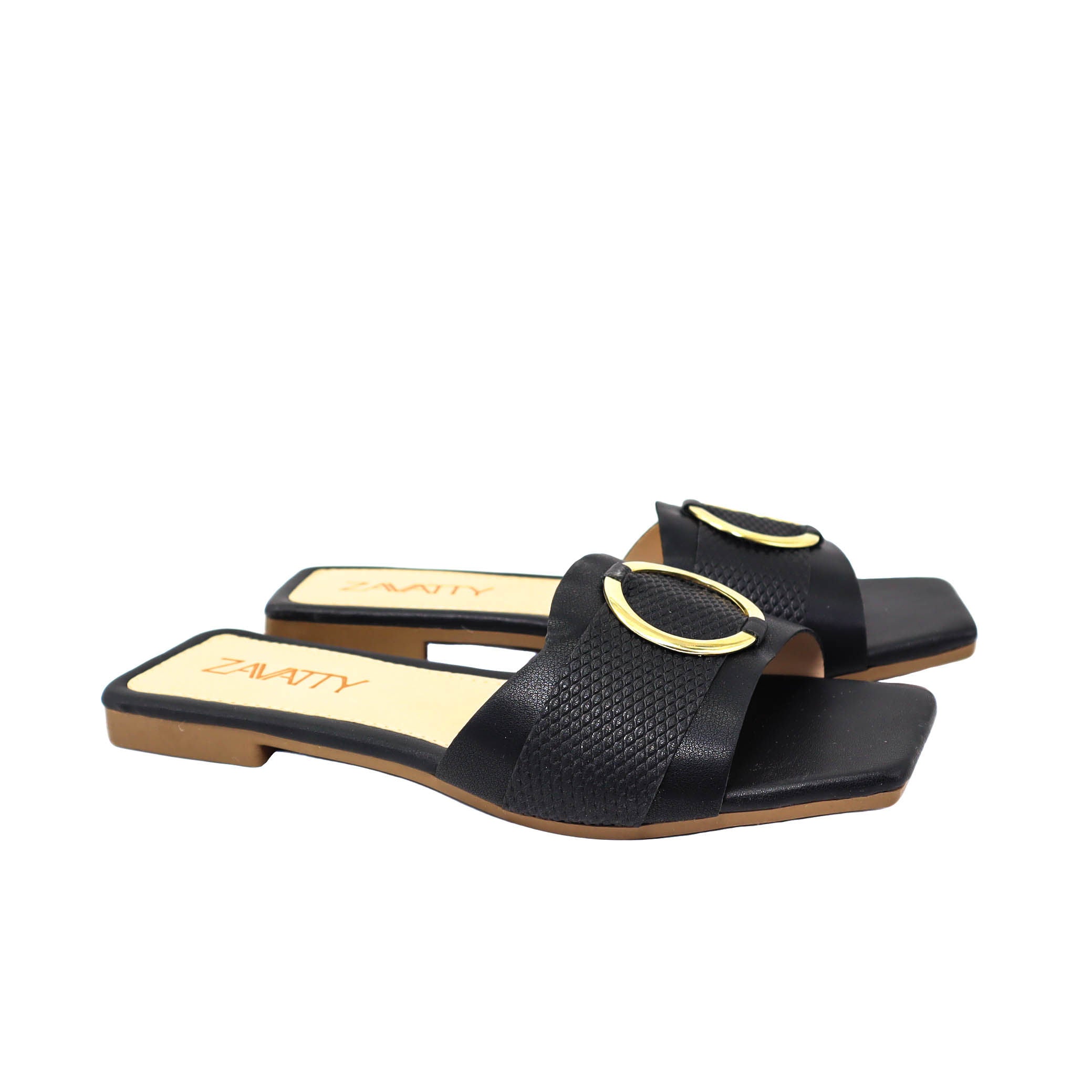 Sandalia plana negro para mujer V593-Z84