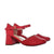 Sandalia tacon rojo cuero para mujer H-ZARA